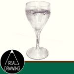 リアルな絵のワイングラスのぬり絵サムネイル-セピア