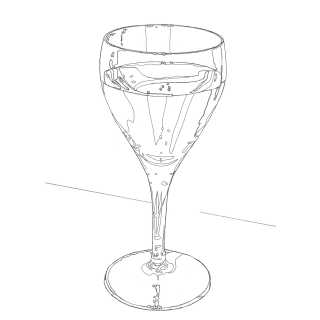 リアルな絵のワイングラスのぬり絵線画