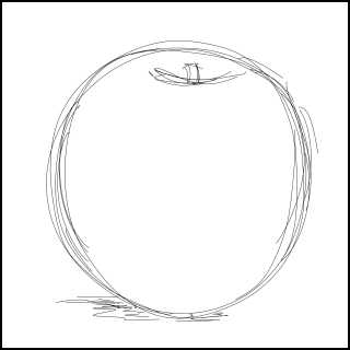リアルな絵の描き方-リンゴを紙に描くときの大きさアタリ