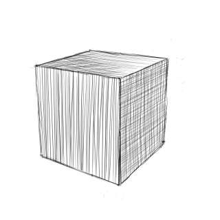 リアルな絵の描き方-立方体のスケッチの書き方-完成1