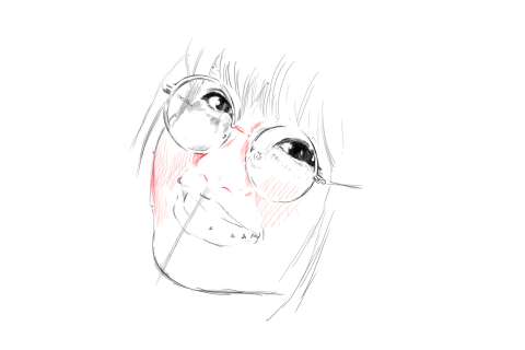 メガネの女性の絵の描き方-初心者でも簡単なイラスト11
