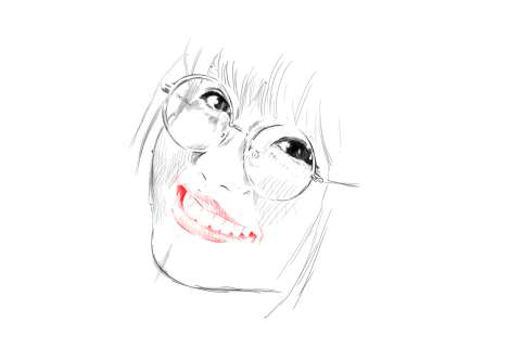 メガネの女性の絵の描き方-初心者でも簡単なイラスト12